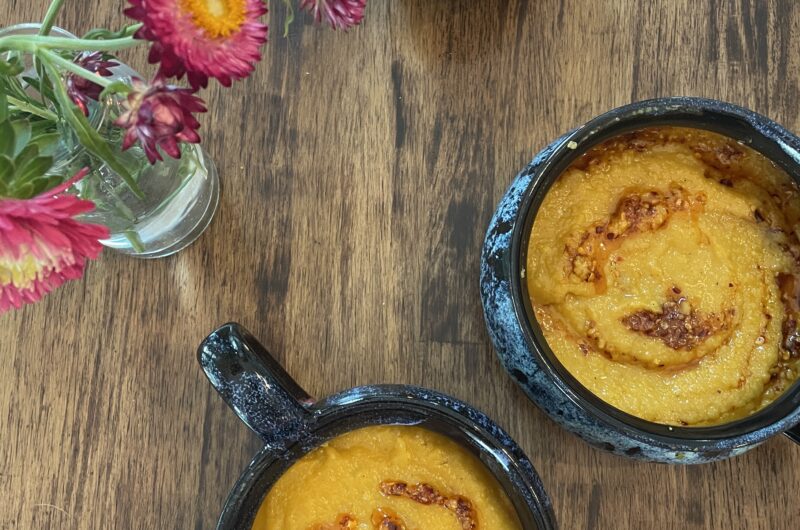 Sheet Pan Butternut Squash Soup with Chili Oil