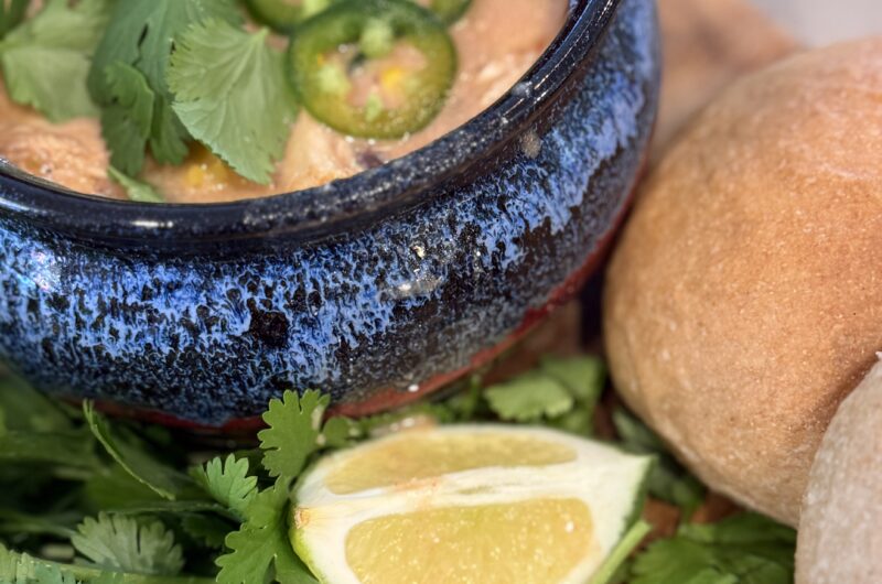 Creamy Roasted Poblano Chicken Tortilla Soup