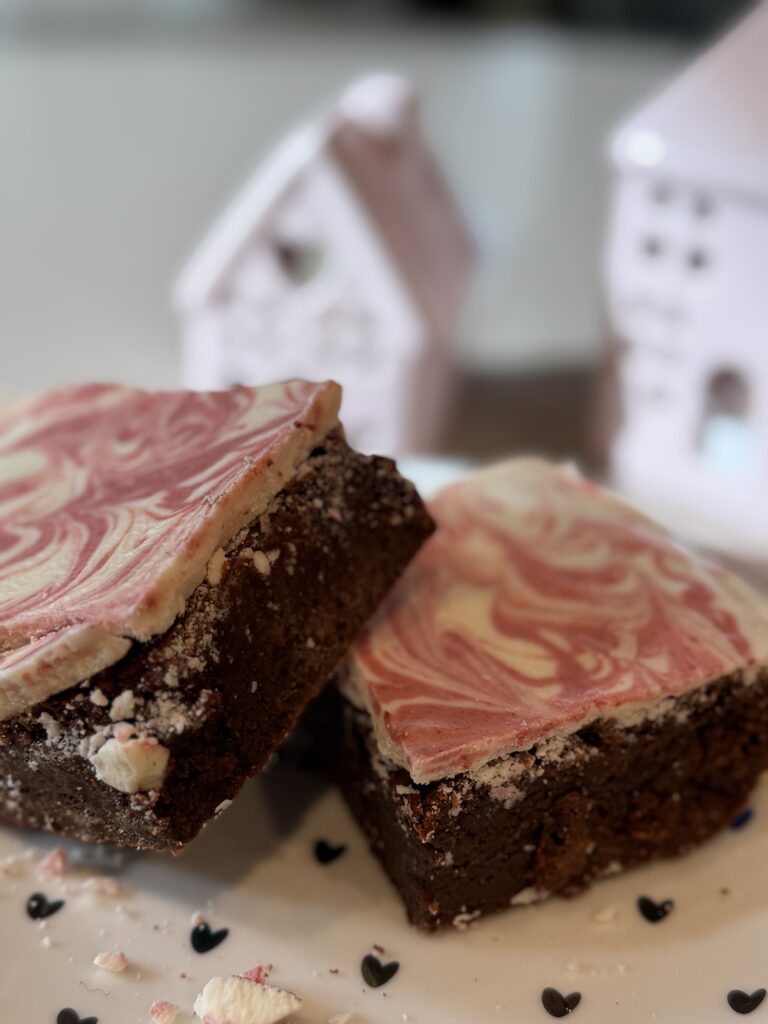 Fresh milled flour brownies with white chocolate swirl topping